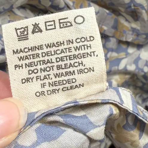 Mirth Vienna Maxi Dress Floral Print Ruffle Sleeve Cotton Silk Blend Boho XS Blue