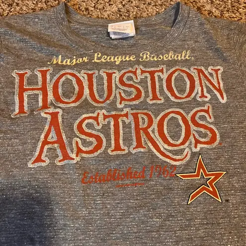 Campus Lifestyle Houston Astros Womens Gray Sparkle T Shirt MLB Baseball Major League Size L