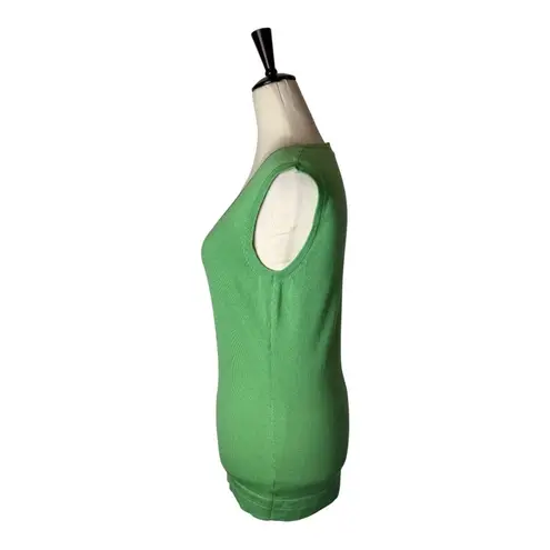 Carolina Herrera Tank Top Women Medium Green Knit Cashmere Wool Blend Luxury