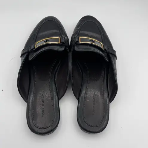 Tory Burch  Women's Georgie Backless Loafers Black Leather Size 7.5 M