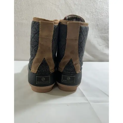 MarleyLilly Womens Monogrammed JLE Brown Black Gray Duck Boots- Size 9