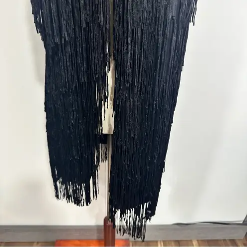 Ella Moss  Size Small Black Chic Fringe Vest Jacket Boho eclectic Emo Goth Rock