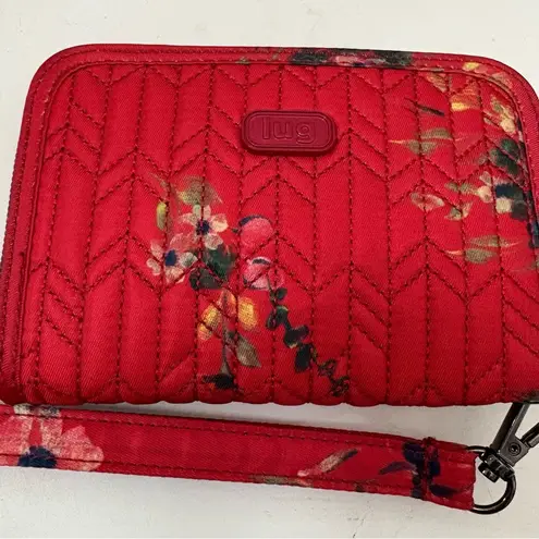 Lug Red Quilted Wristlet Bag with Floral Design