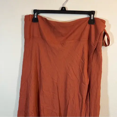 For Days Women's Midi Layered Wrap Skirt Burnt Rustic Orange Viscose Small