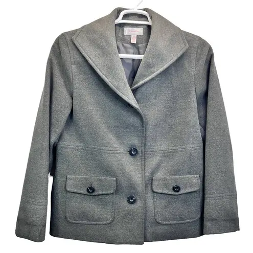 JM Collection Womens Peacoat Jacket Gray M Button Front Classic Minimalist Coat