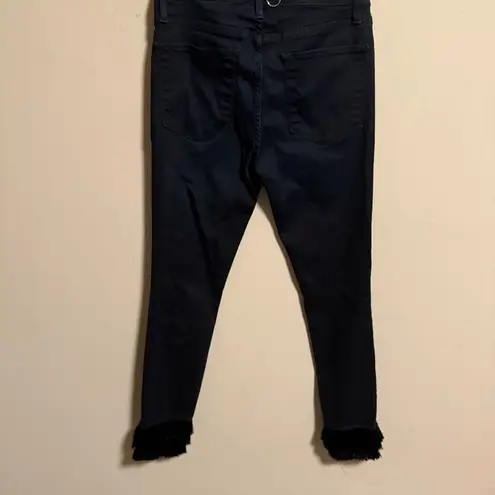 frame denim  | Byxbee Dark Wash Le High Skinny Jeans with Tiered Fringe- Size 28 - Image 10