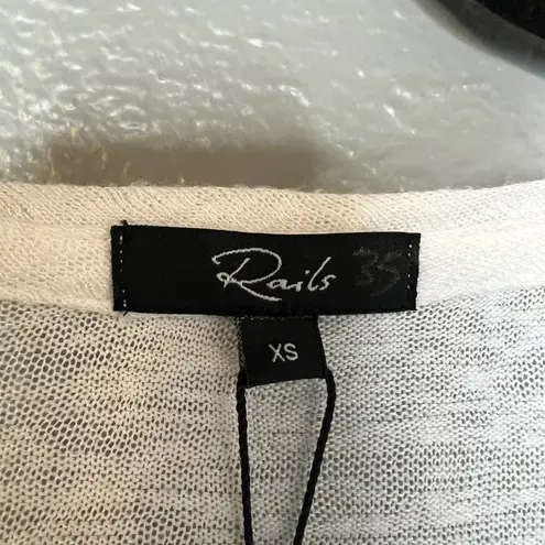 Rails Aden Slub V Neck Top Size XS White Dropped Shoulder Lightweight NWT