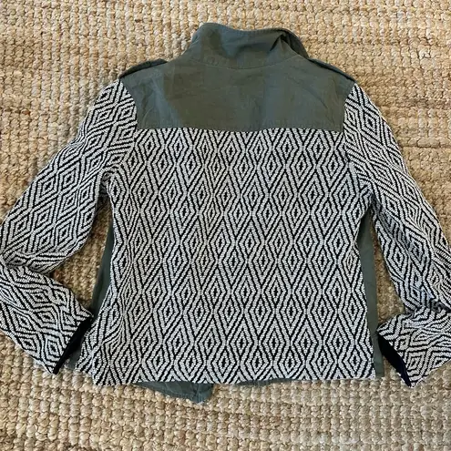 Ella Moss Minka Utility Jacket with Olive and Patterned Sleeves size M