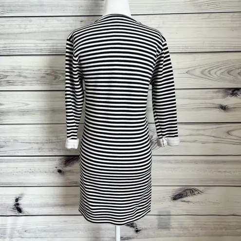 Topshop Black & White Striped Cuffed Sleeved Sweater Shift Dress