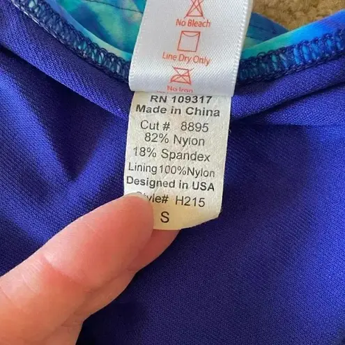 Swim Systems Blue Tie Dye Triangle Spaghetti Straps Tropical SZ S Blue