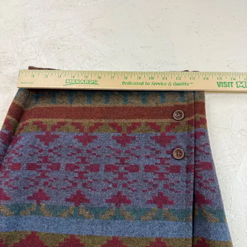 David Hollis Skirt Wool Blend Aztec Southwestern Midi Womens Size 8 Blue