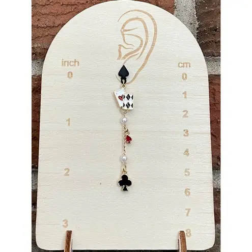 Playing Card Charm Dangle Earrings Black