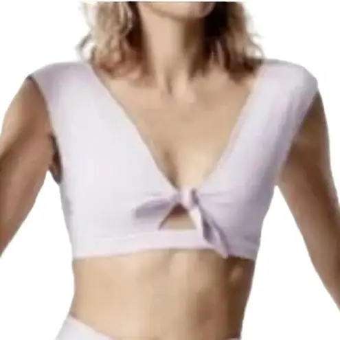 Free People Movement Ursa Bra Tie Front Deep V Stretch Pink Large Purple