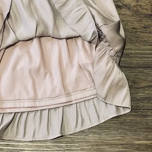 Glam Boho Ruffled Ballon Long Sleeve Mini Dress Blush Pink Size Large