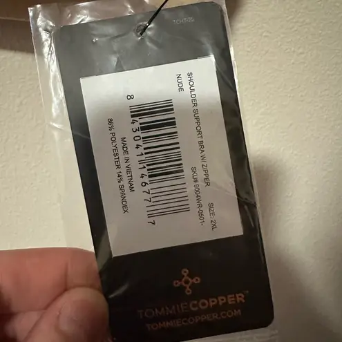NWT Tommie Copper shoulder support bra with front zipper size 2X in nude 0991WR Tan