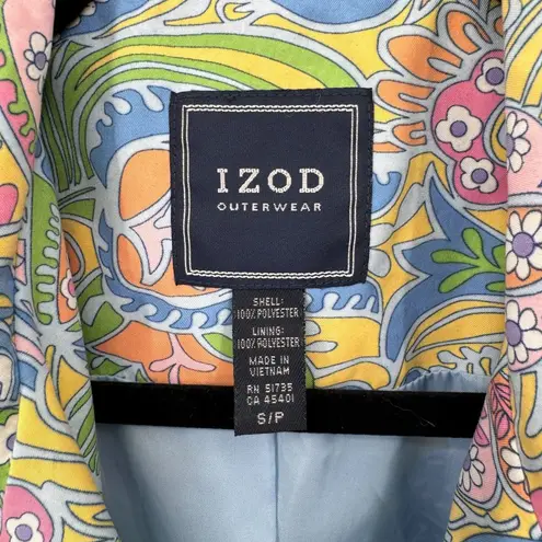 IZOD Flower Power Double Breasted Trench Coat Women S Pastel Polyester Pockets
