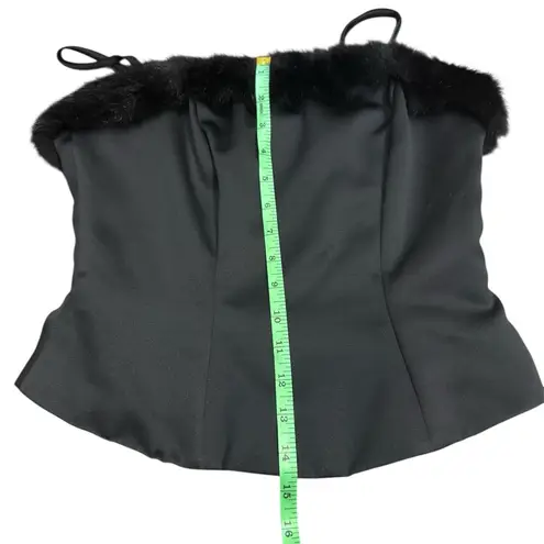 Vintage Watters and Watters Black Fur Trim Corset Top – Size 2