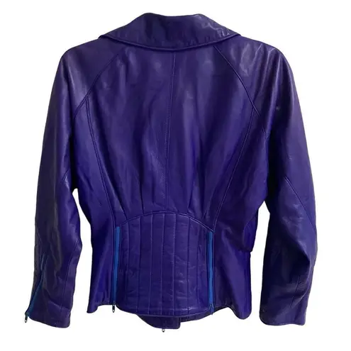 Vintage Christian Lauren like butter leather blue/purpleāMoto jacketāS Blue