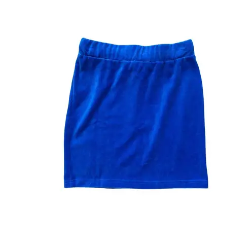 Juicy Couture  Vintage Y2K Cobalt Blue Velour Mini Skirt Crown Logo XS NWT