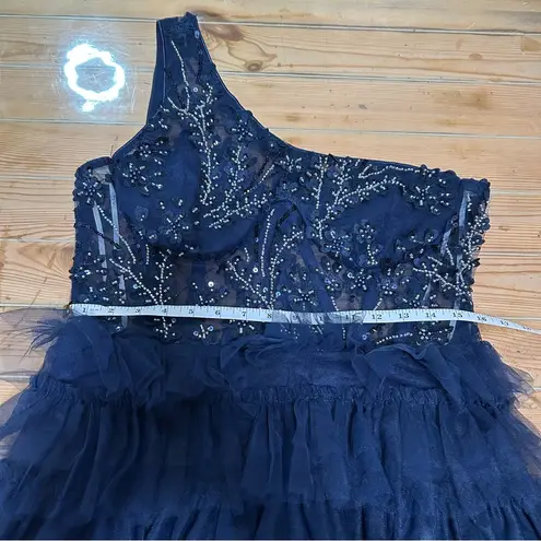 Lulus Fanciful Charm Navy Mesh Beaded Tiered One