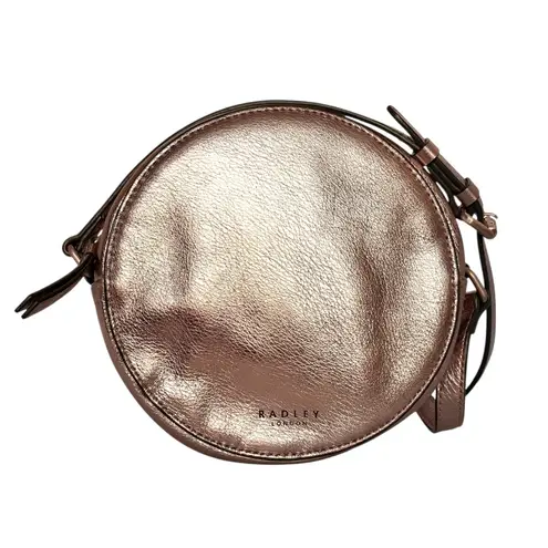 Radley London Fulham Palace Rose Gold Leather Zip Around Circle Crossbody Bag