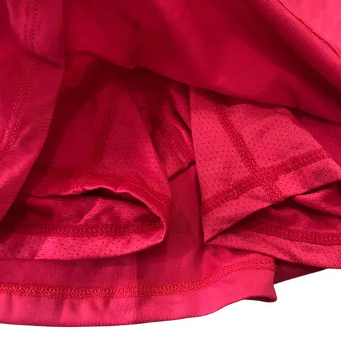 SANTINY Pleated Tennis Skirt 4 Pockets High Waisted Athletic skort Red