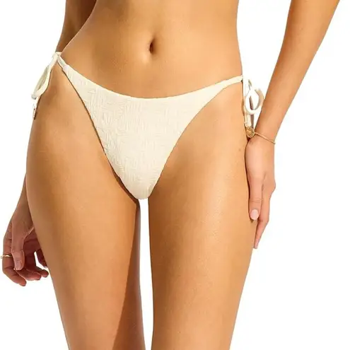 Seafolly Brazilian Tie Side Bikini Bottom Marloe Ecru Size 10 NWT