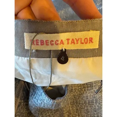 Rebecca Taylor Skirt Women 4 Gray Shark Tweed Pleated A Line Mini NWT Preppy