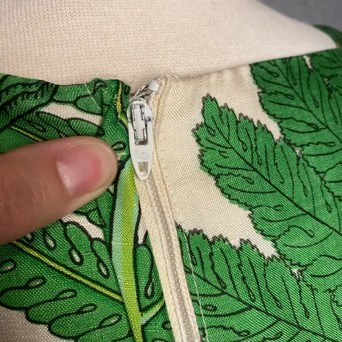 Amazing Vintage 1960s Fern And flower Plant Shift Sleeveless dress _ Size Small Green