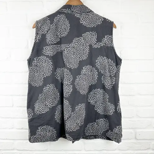 Dahlia Cupcake print vest lagenlook pockets Black size Large