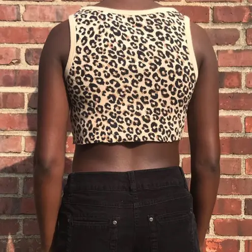 Reworked Leopard print cropped tank top Black Size M - Image 3