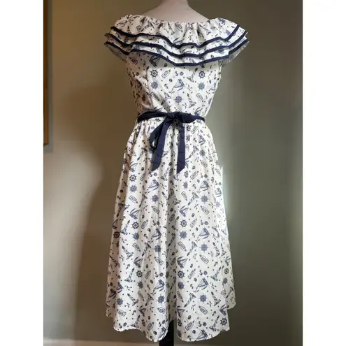 Voodoo Vixen Nautical Sailboat Anchor Lighthouse Dress Navy M retro rockabilly Blue Size M