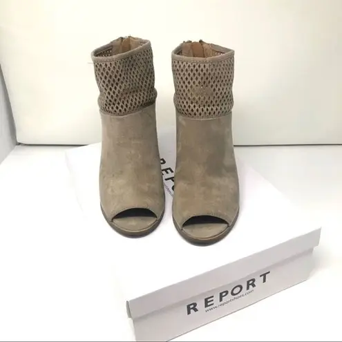 Report taupe perforated open toe wedge booties size 8 western women's shoes