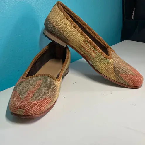 Wool Kilim Womens Size 39 US 8.5 Earthtone Multicolor Loafers Red