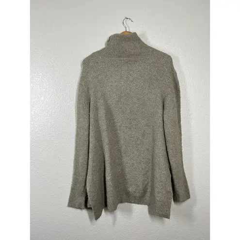 Sweet Romeo Abstract Ribbed Turtleneck Tunic Sweater XL Heather Latte Cozy Knit