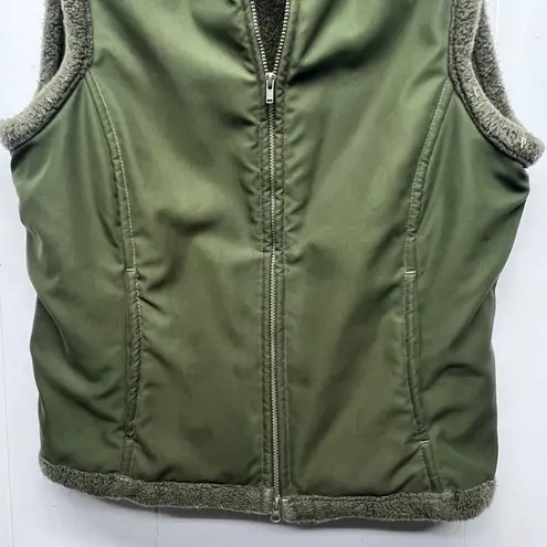 prAna  Gorpcore Streetwear Hiking Sherpa Lined Camo Green Womens Vest Sz Medium