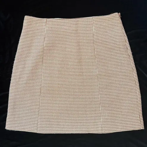 New! Favorite Daughter The First Wife Miniskirt in Toffee Houndstooth Sz 8 $188 Brown
