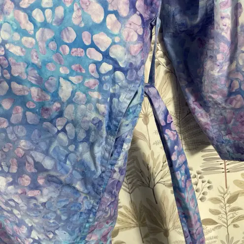 NOVICA Women's Artisan S/M Batik Blue Purple Abstract Robe 100% Cotton Kimono Size M