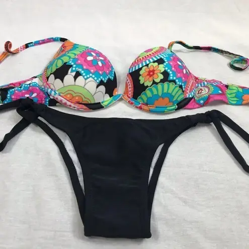 Recco Size M brazilian floral print bikini set. New With Tags Pink Size M
