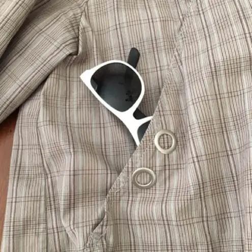 MNG Mango Tan Plaid Light Hooded Jacket Tan