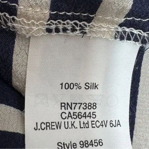 J. Crew Striped Silk Button Up Long Sleeve Shirt Blouse Blue White Small