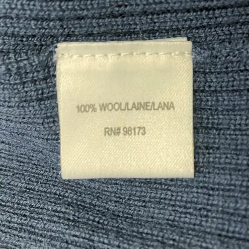 Worth Sweater Women's Size Large 100% Wool Pullover Navy & Ivory Rugby Stripe Blue