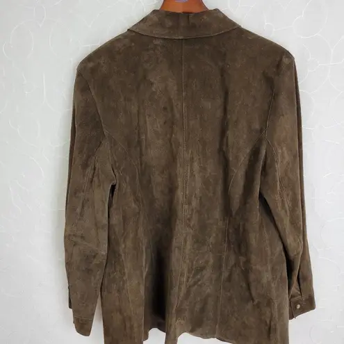 Marsh Landing Vtg  Womens Jacket Large Brown Suede Leather Button Down Shacket