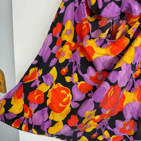 Y2K Abstract Floral Halter Top Sz Medium 100% Silk