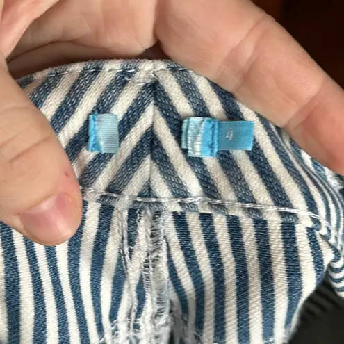 J. McLaughlin Womens Jeans 4 Wide Leg Stripe Crop Button Fly Nautical Beach Denim