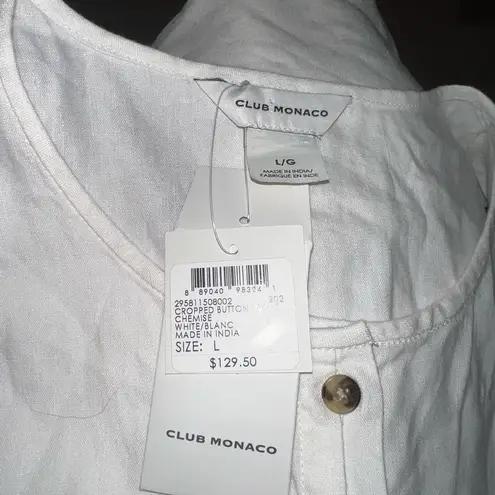 Club Monaco Cream Boxy Button Down Shirt Linen Blend NWT Size Large