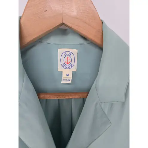 J. G. HOOK Womens Size 12 Collared Button Front Long Sleeve Shirt Top Green *