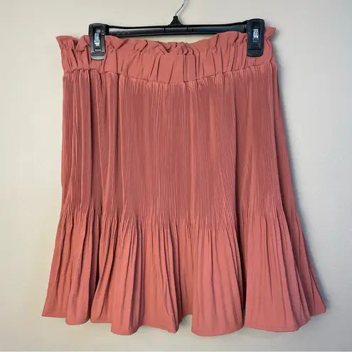 Pleated Solid Woven Pull On Mini Skirt Women's Plus Size Ash Rose 3X New Oddi Pink