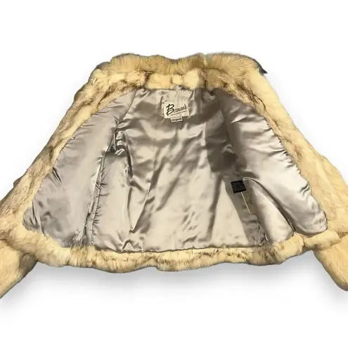 Vintage Bermans Womens Rabbit Fox Fur Coat Jacket Satin Lined Designer Small