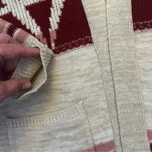 California Gypsy Open Front Southwestern Aztec Bohemian Duster Cardigan Sz Large Red